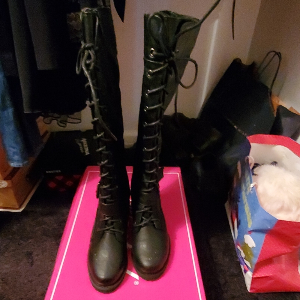 Black lace up boots